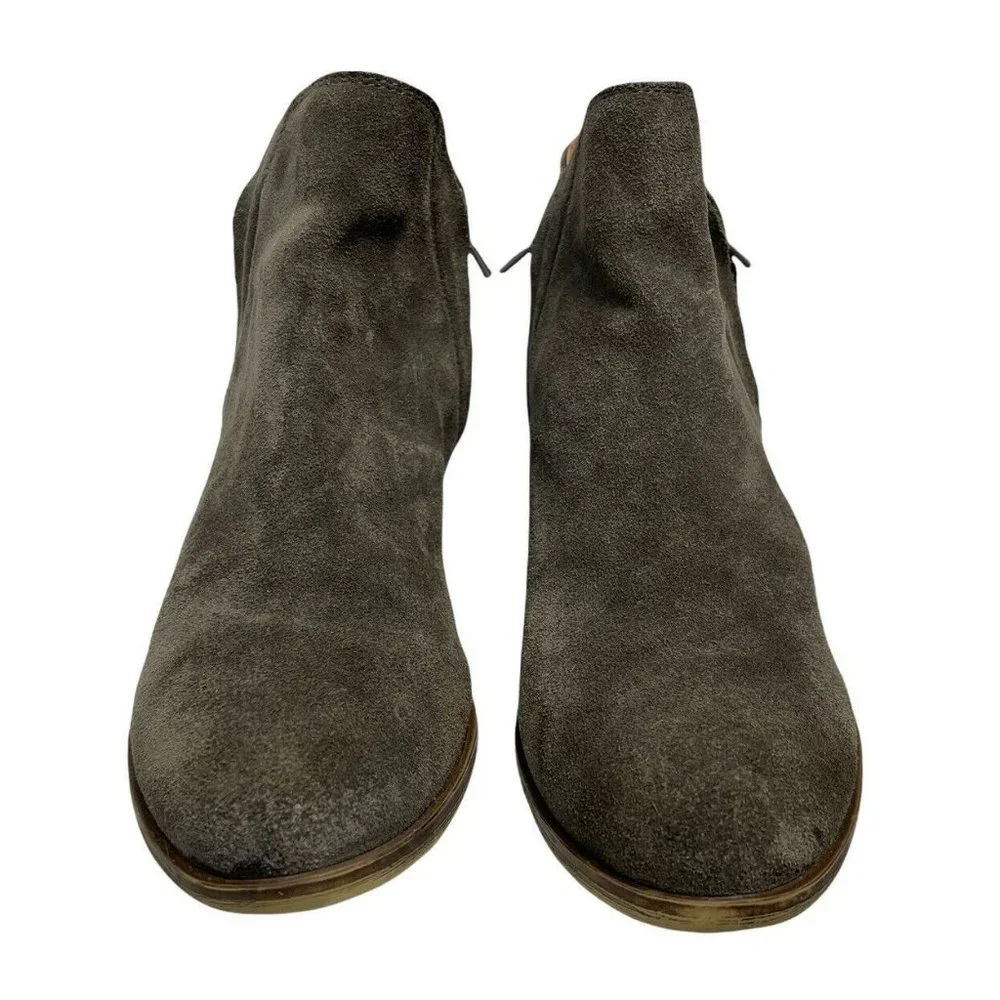 Lucky Brand Shoes Womens 9 Brenon Iron Gray Suede Leather Ankle Zip Booties - Picture 2 of 12